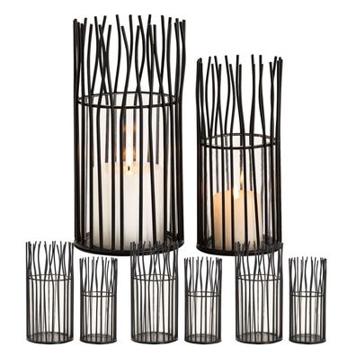 Windlicht 8-teilig Set 2 x 4 VE Kerzenhalter Teelichthalter Loft schwarz Kerzenstä