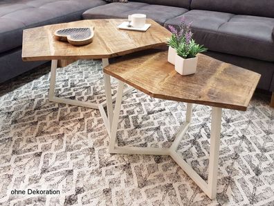 Couchtisch Set 2 Stück Wohnzimmer Tisch Satztisch Paris Metall-Gestell schwarz