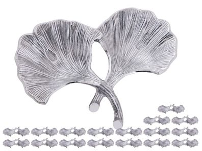 Dekoschale Schale Masterbox 18-teilig Aluminium Ginkgo 2 Blatt silber Blattschale