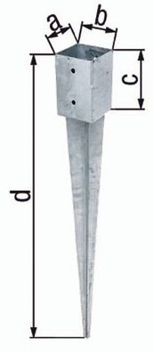 Einschlag-Bodenhülse a101xb101xc150xd900mm STA roh TZN GAH