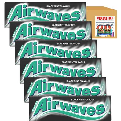 Wrigleys Airwaves Black Mint, Kaugummi, Dragee 6 x 10 Packungen