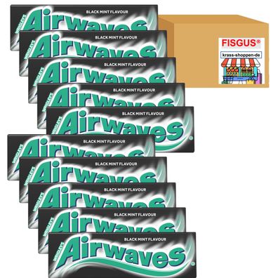 Wrigleys Airwaves Black Mint, Kaugummi, Dragee 10 x 10 Packungen