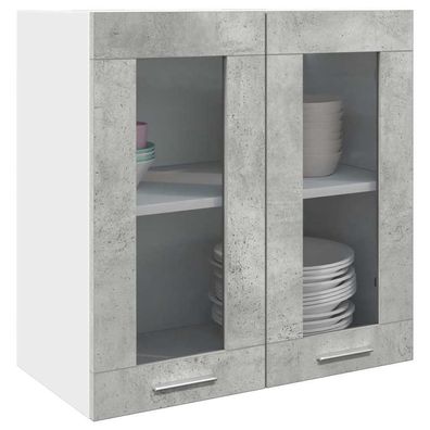 vidaXL Küchen-Wandschrank mit Glastüren Betongrau 60x31x60 cm