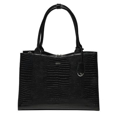 Socha Croco Jet Black 15.6 Zoll elegante Laptoptasche - Schwarz