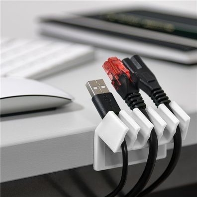goobay - Kabel Management 5-Slots, weiß - 2er-Set zum Ordnen und Fixieren