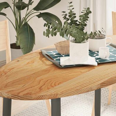 vidaXL Tischplatte Hellbraun 120x60x2 cm Massivholz Eiche Oval