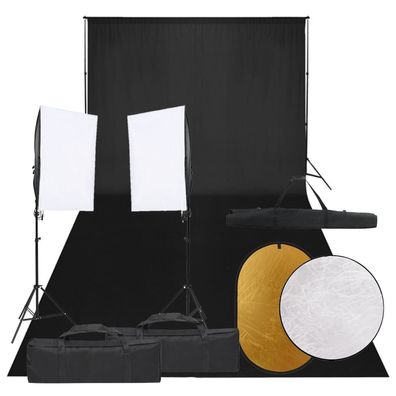 vidaXL Fotostudio-Set mit Beleuchtung, Hintergrund und Reflektor