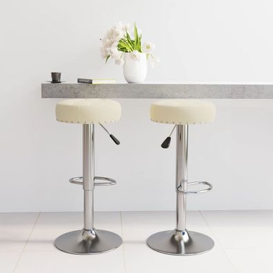vidaXL Barhocker 2 Stk. Creme Stoff