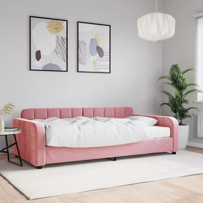 vidaXL Tagesbett mit Matratze Rosa 100x200 cm Samt