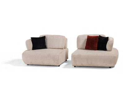 Zweiteiliger Beiger Zweisitzer Designer Couch Luxus Wohnzimmer Edles Sofa