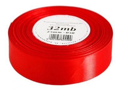 Rotes 25mm Satinband Rolle 32m Hochwertig