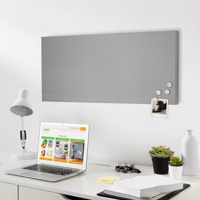 banjado® Design Magnettafel 78x37cm Magnetwand aus Metall silber Memoboard Pinnwand