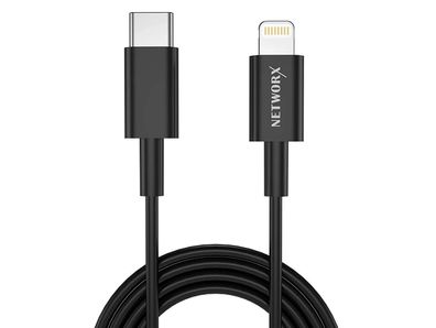 Networx USB-C auf Lightning Daten- und Ladekabel 2 m schwarz