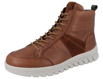 Waldläufer H Bruno Herren Stiefelette braun tabak cognac Leder Warmfutter