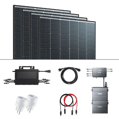 1780W Balkonkraftwerk mit Speicher 3,84kWh 4x 445W Trina Solar Glas-Glas Black