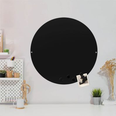 banjado® Metall Magnettafel rund 47cm Design Magnetwand schwarz Memoboard Pinnwand