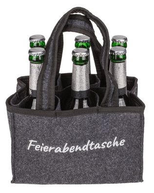 Flaschenträger "Feierabendtasche" Filz Tasche für 6 Bier Flaschen 0,33 L