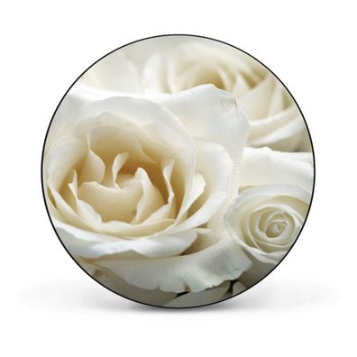 Metall Magnettafel rund schwarz von banjado® mit Motiv White Roses