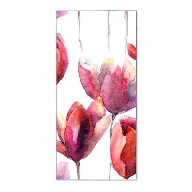 banjado® Magnettafel aus Stahl silber magnetisch Motiv Aquarell Tulpen