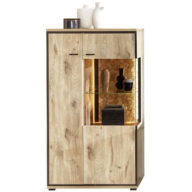 Vitrine Robin 2 Viking Oak 80x144x40 cm Vitrinenschrank LED