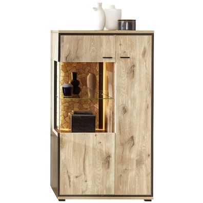 Vitrine Robin 3 Viking Oak 80x144x40 cm Vitrinenschrank LED