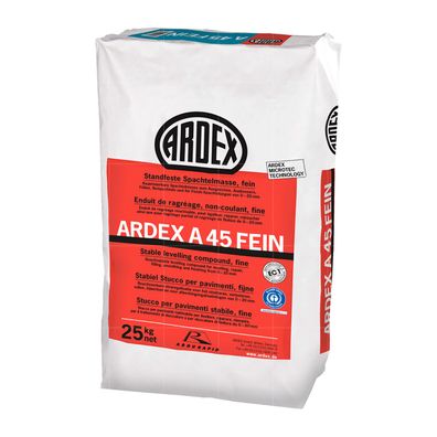 ARDEX A 45 Fein 25 KG standfeste Spachtelmasse Füllspachtel Bodenspachtelmasse