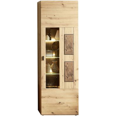 Vitrine Marian 2 Artisan Eiche 65x201x37 cm Glasvitrine LED