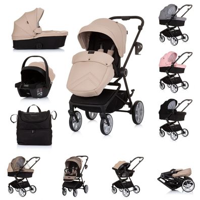 Chipolino 3 in 1 Kombikinderwagen Linea, Sportsitz, i-Size Babyschale, Babywanne