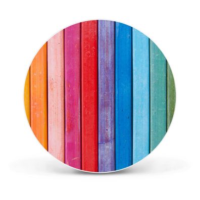 Metall Magnettafel rund weiß von banjado® mit Motiv Regenbogenfarben