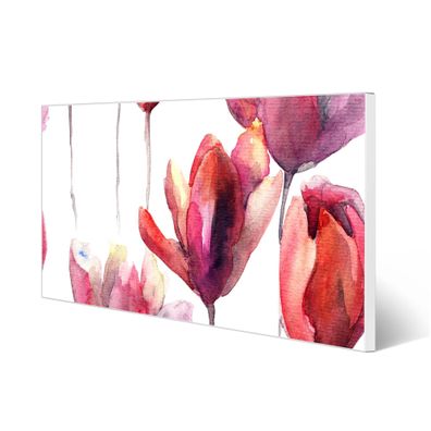 banjado® Magnettafel aus Stahl weiß magnetisch Motiv Aquarell Tulpen