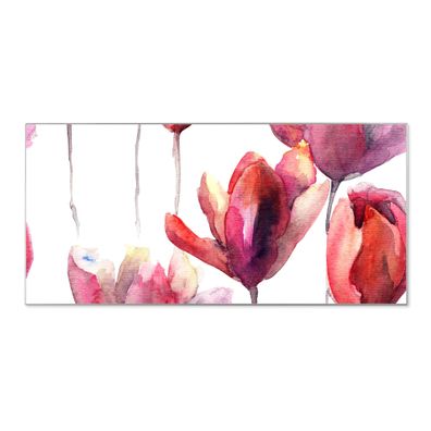 banjado® Magnettafel aus Stahl silber magnetisch Motiv Aquarell Tulpen