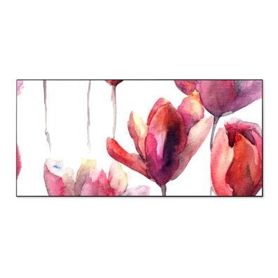 banjado® Magnettafel aus Stahl schwarz magnetisch Motiv Aquarell Tulpen