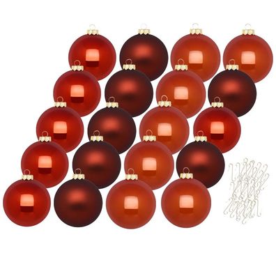 Weihnachtskugeln 20 Stk 6cm warm terracotta + 40 Haken gold