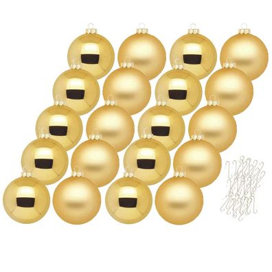 Weihnachtskugeln 20 Stk 6cm inkagold + 40 Haken gold