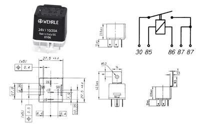 Wehrle Relais Arbeitsstrom Schalterfunktion Schließer24V 20A