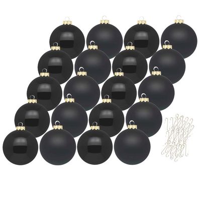 Weihnachtskugeln 20 Stk 6cm ebony black + 40 Haken gold