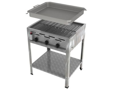 ChattenGlut Gastrobräter 3-flammig 13,5kW mit Rost und Pfanne