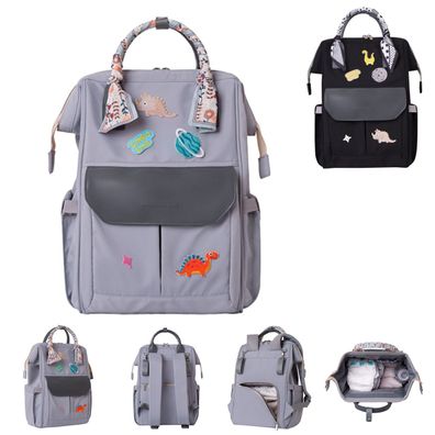 Kikkaboo Wickeltasche Myla Rucksack, Wickelunterlage, abnehmbare Abzeichen Dino