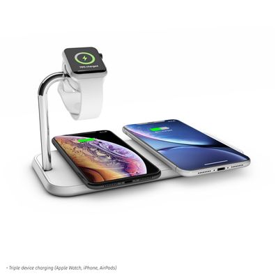 Zens Aluminium Dual Wireless Qi Charger + Watch - Weiss