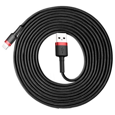 Baseus Cafule Cable strapazierfähiges Nylonkabel USB / Lightning QC3.0 2A 3M schwa