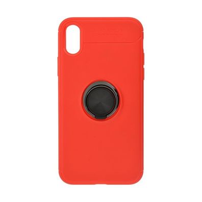 4-OK Ring Metal Silikon Schutz Hülle für Apple iPhone X/Xs - Rot