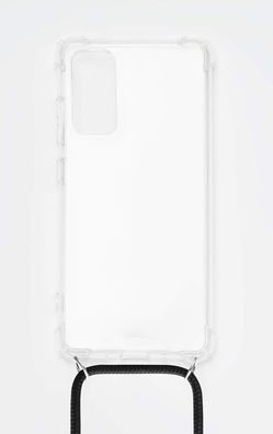 4-OK Cover Phone LACE für Samsung Galaxy S20 FE mit Kordel - Transparent/Schwarz