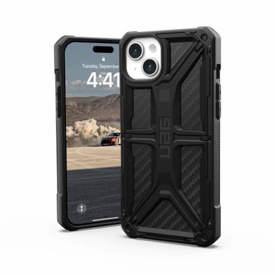 Urban Armor Gear UAG Monarch Case für iPhone 15 Plus - Schwarz Carbon Fiber