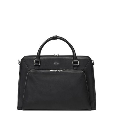 Socha Diamond Unisex Black 15.6 Zoll Echtleder Laptoptasche - Schwarz