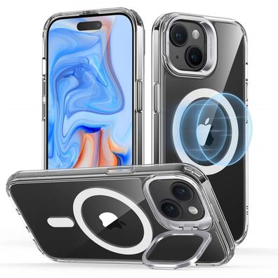 ESR Classic Hybrid HaloLock Case mit Stash Stand für Apple iPhone 15 - Transparent