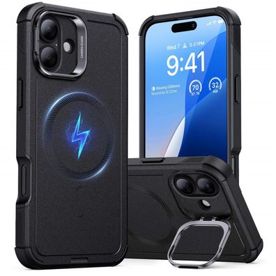 ESR Cyber Armor HaloLock Case mit Stash Stand für Apple iPhone 16 Plus - Schwarz