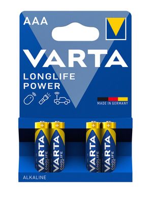 4x Varta Longlife Power 4903 Micro AAA Batterie 1,5V 1260mAh LR03