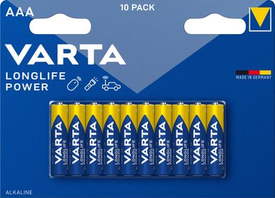 10x Varta Longlife Power 4903 Micro AAA Batterie 1,5V 1260mAh LR03