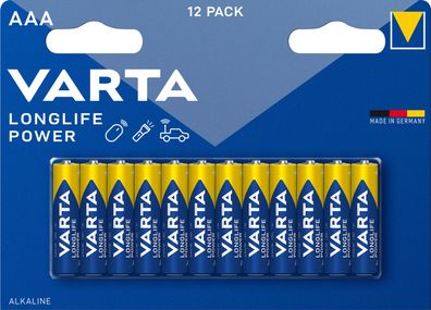 12x Varta Longlife Power 4903 Micro AAA Batterie 1,5V 1260mAh LR03