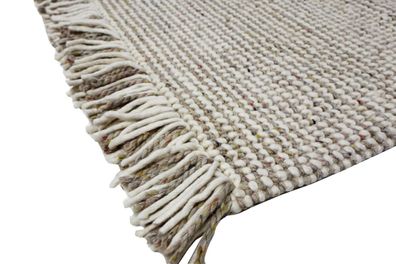 Teppich Marble Handwebteppich 160x230 cm 100% Wolle Rug Handgewebt creme braun